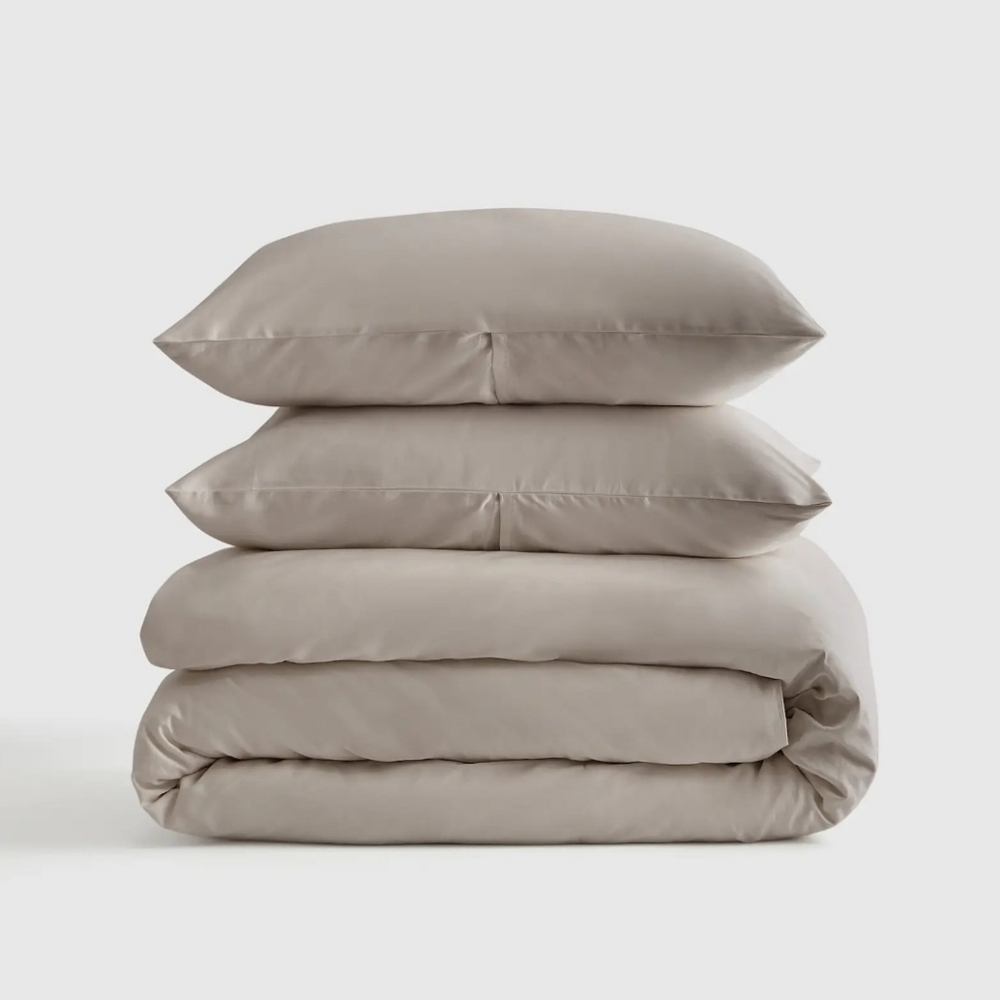NWT! Quince 100% Organic Cotton Sateen Gray Duvet & Shams! King (622)